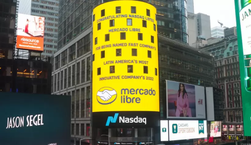 Mercado Libre fue premiada y se comunic la noticia en el Time Square de Nueva York.