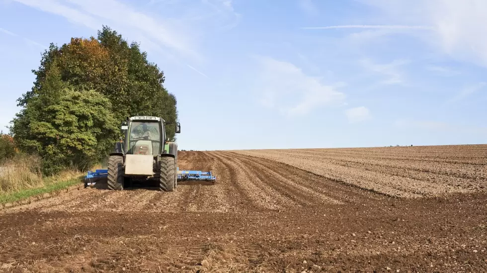 los campos, agricultura, tractor de granja