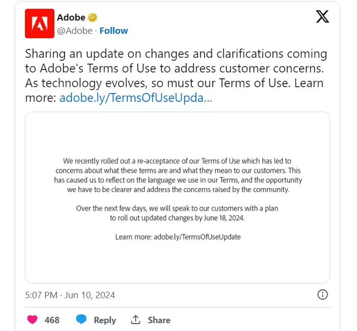 Adobe términos Inteligencia Artificial