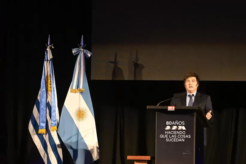 Javier Milei, presidente de Argentina, en charla de ADM. Foto: Leonardo Mainé.