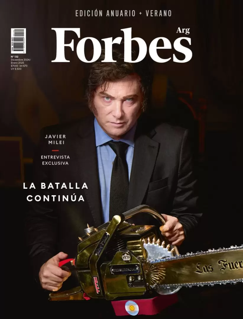 Javier Milei  
Tapa Forbes Argentina 
Edición Diciembre 2024 / Enero 2025
Foto: Ale Baccarat