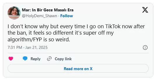 Repercusión por la caída del algoritmo de TikTok.