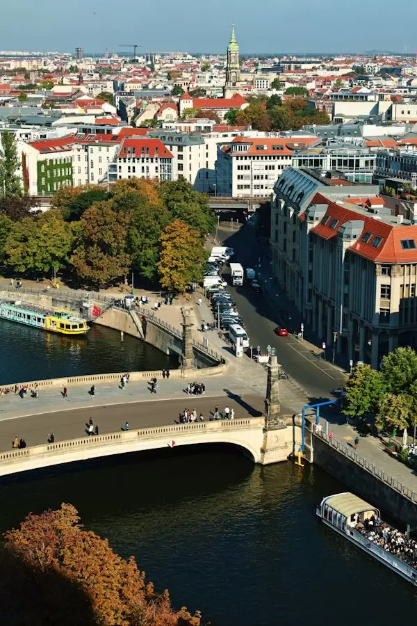 Vista Aérea Del Río Spree Y El Paisaje Urbano De Berlín