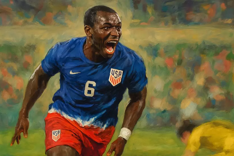 Ilustración Yunus Musah en acción para los Estados Unidos