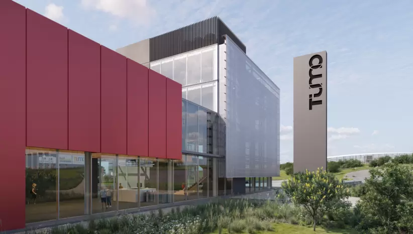 Render de centro TUMO Uruguay, en Aeropuerto de Carrasco. Fuente: Gentileza Corporación América.