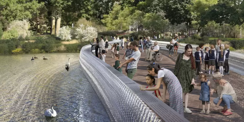 3D del nuevo Puente Azul: una estructura inspirada en la tiara nupcial de Isabel II