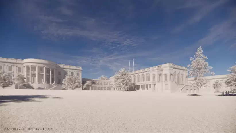 Una representación muestra una propuesta de ampliación de 90.000 pies cuadrados a la Casa Blanca.