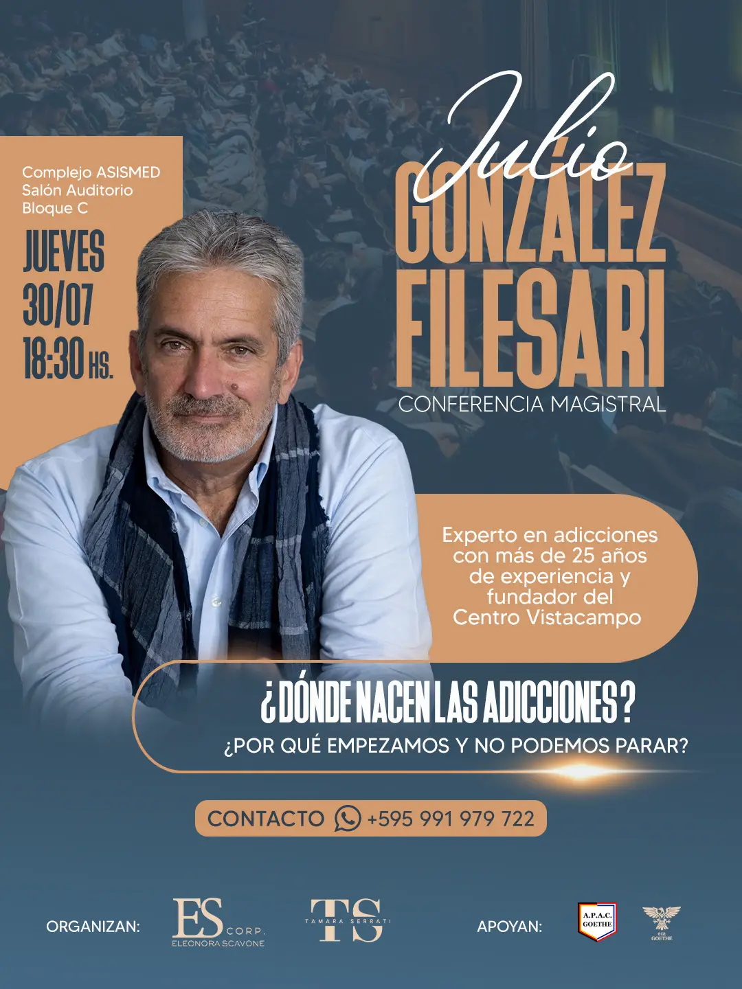 Julio González, conferencista. Foto: Gentileza, imagen creación propia