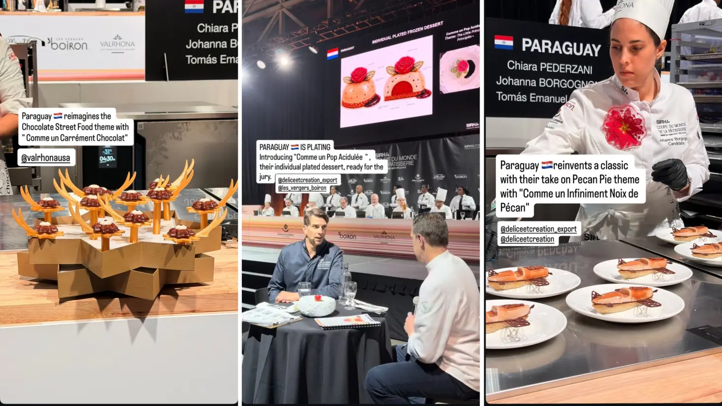 Fotografías de los platos elaborados por la delegación paraguaya durante la competencia. FOTO: COUPE DU MONDE DE LA PÂTISSERIE